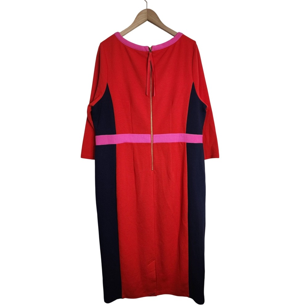 Boden Dress Women's 18 L Color Block Midi Leah Ottoman Pink Red Black - Picture 2 of 5
